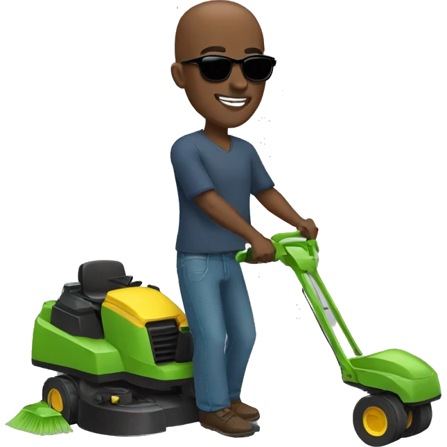 Black man with bald head and sunglasses mowing emoji