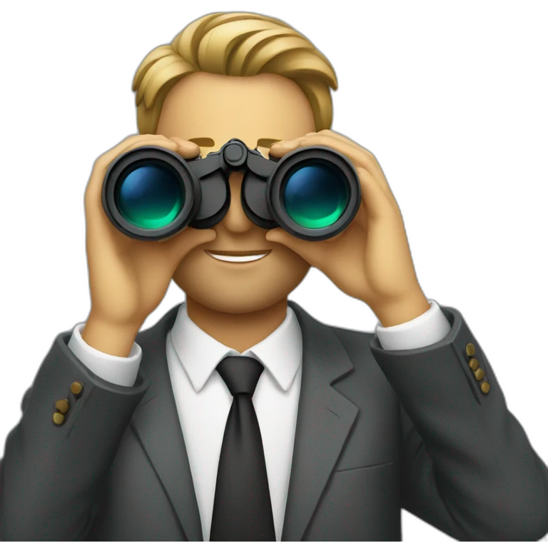 man in suit looking through binoculars emoji