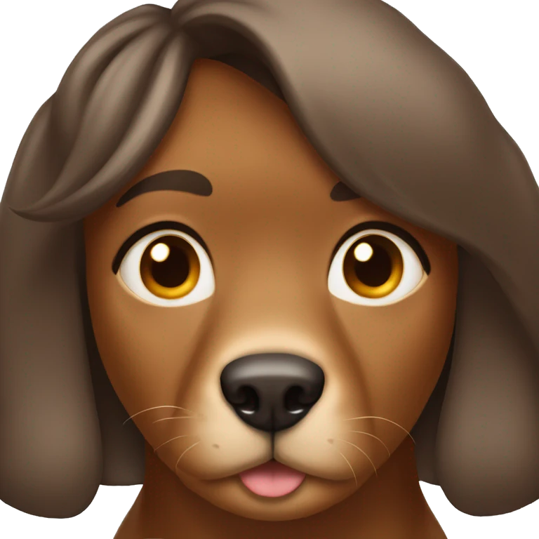 Big dog with brown girl  emoji