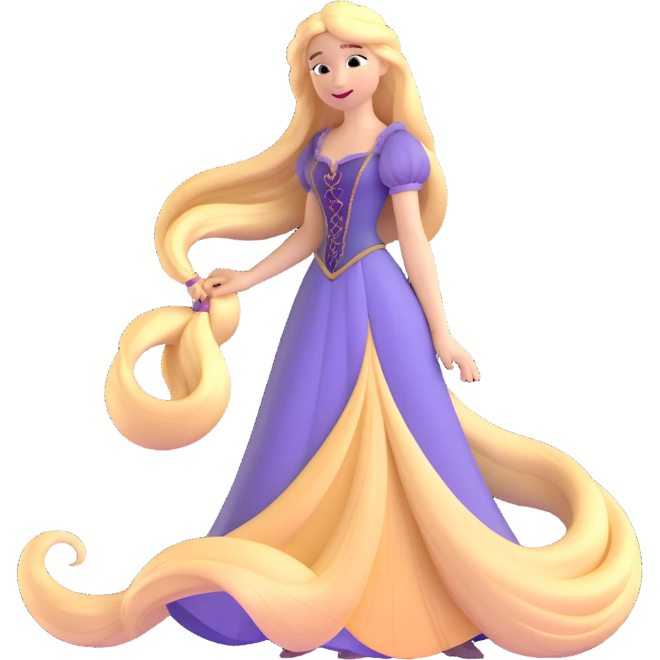 Disney Princess Rapunzel with extremely long flowing blonde hair emoji