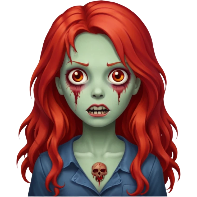 zombie girl whit big and longo red hair emoji