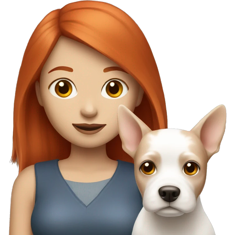 Red hair girl with small white dog emoji