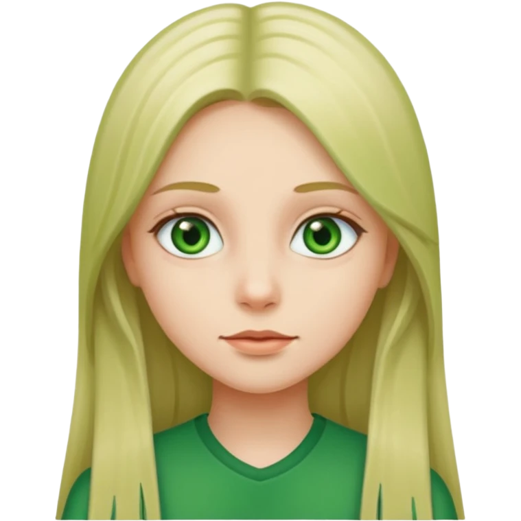 make it with greener eyes and straight long hair emoji