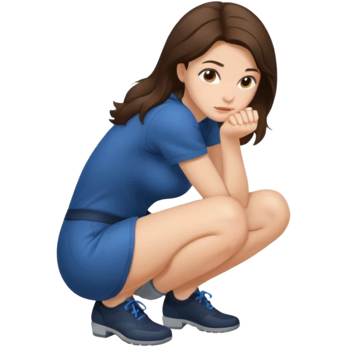 crouching emoji woman brunette emoji