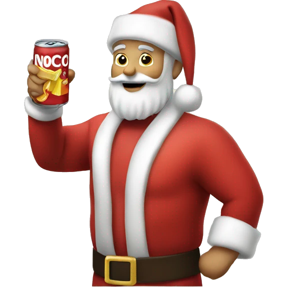A santa holding a Nocco(the energy drink) emoji