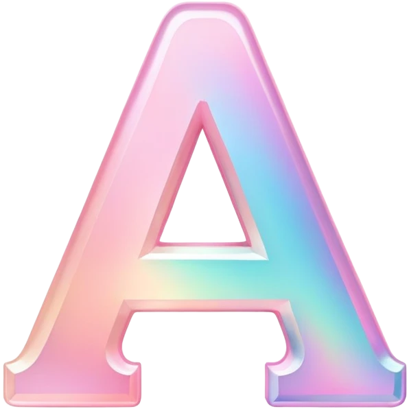Iridescent pastel pink Font setting icon with letter A emoji