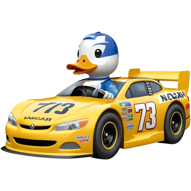 duck driving a nascar number 73 emoji