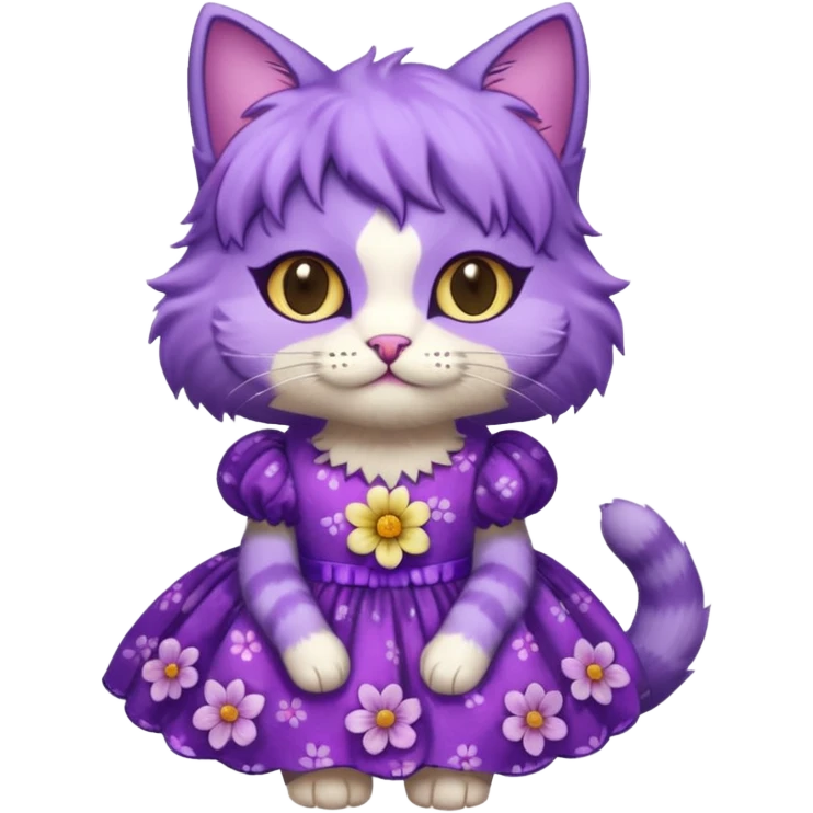 A purple cat with flower dresses  emoji