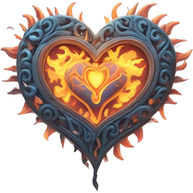 myths style pulsing and flaming heart emoji