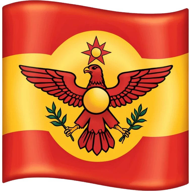 Syriac-Aramaic flag Winged sun on red background emoji