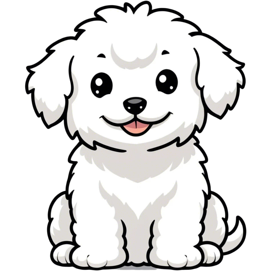 White dog with curly hair (maltipoo) giving the middle finger  emoji