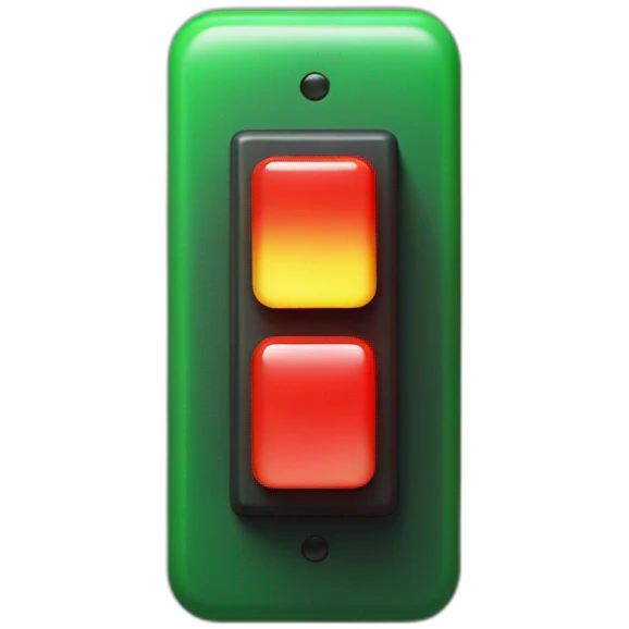 A big red flip switch with a green and red light next to it emoji