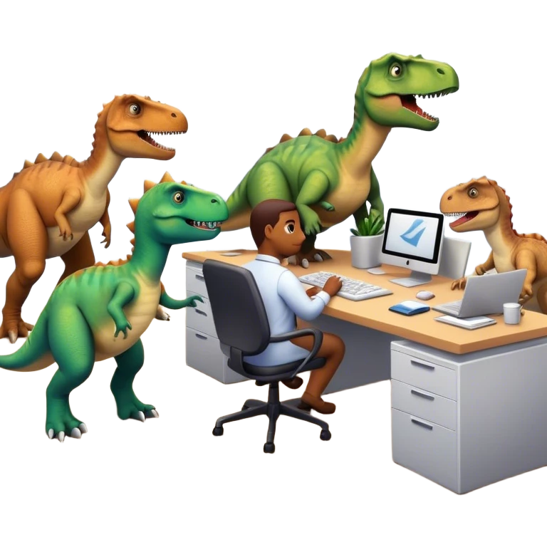 dinosaurs working in an office emoji
