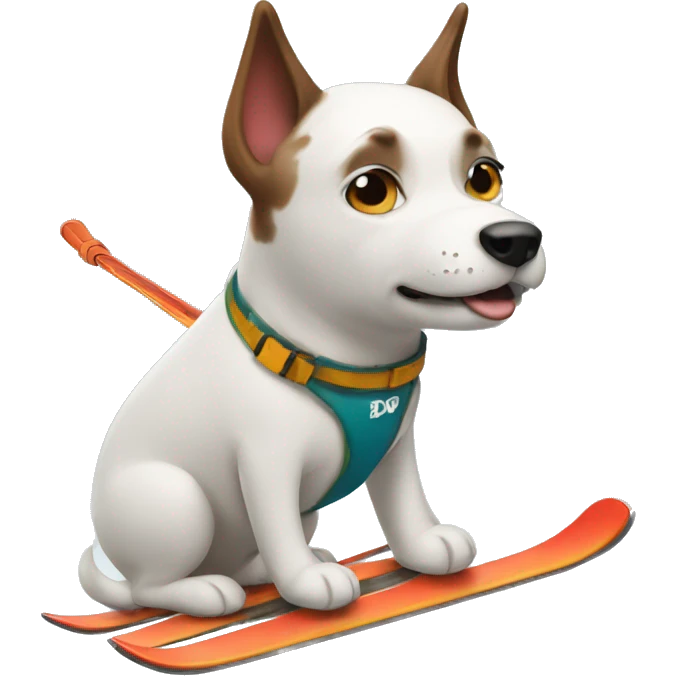 A dog skiing emoji