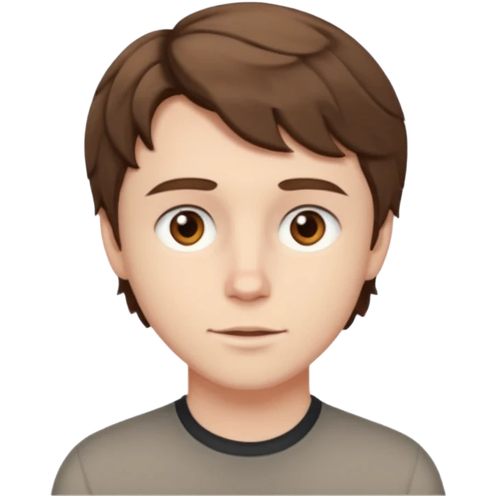 Owen Cooper with brown wavy short hair and brown eyes and pale skin  emoji
