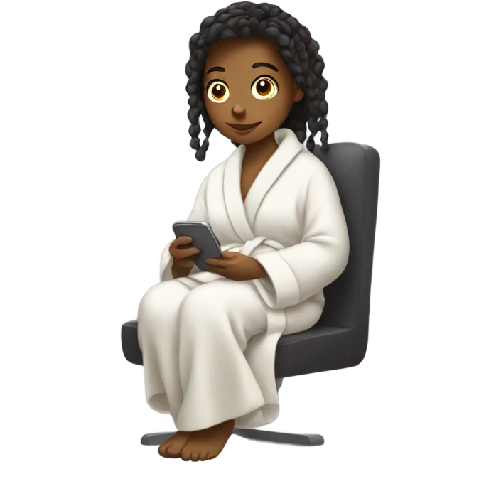 girl in bathrobe texting  emoji