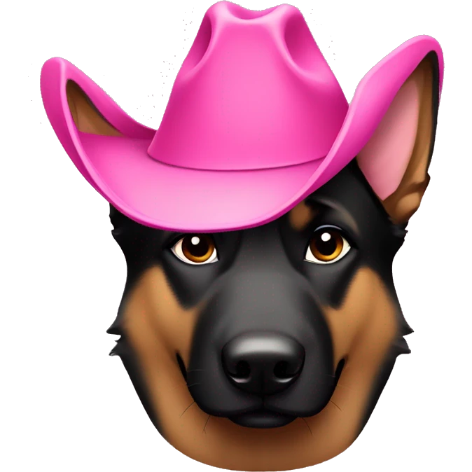 Dark German shepherd pink cowboy hat emoji