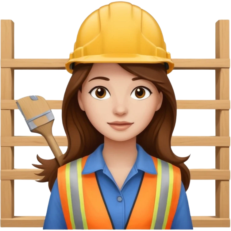 beautiful girl with long brown hair renovating her apartment emoji