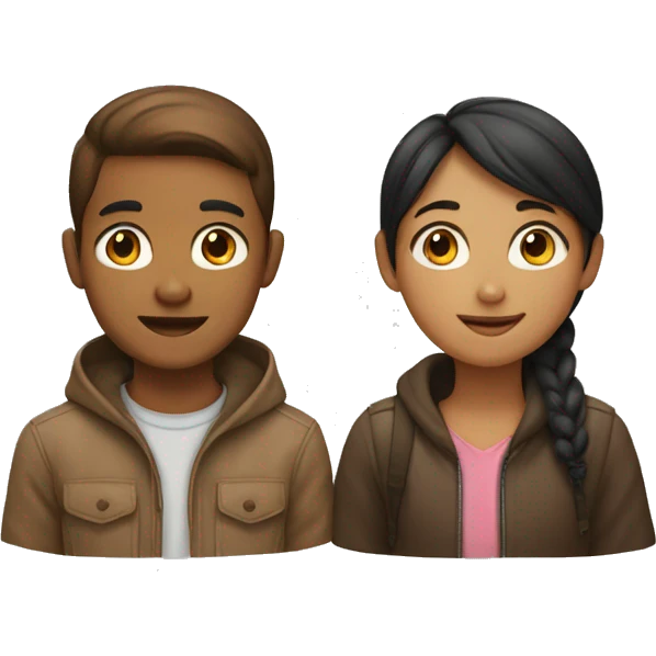 Brown girl and Asian boy next to each other  emoji