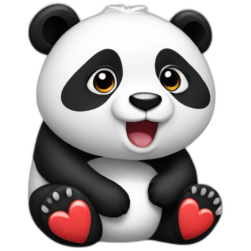 Panda wears à heart emoji