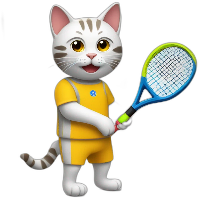 cat playing padel tennis emoji