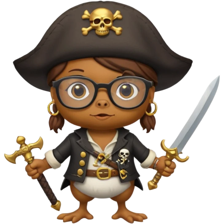 chick animal with glasses, pirate emoji