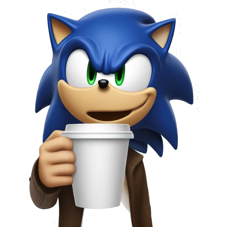 Sonic mit einem Kaffee in der hand emoji
