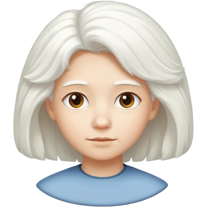 Make a whit circle with a white trapezoid under it and white puffy hair on top the circle  emoji