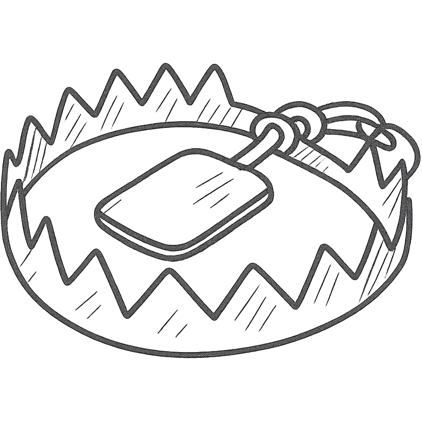silver colored bear-trap, hand drawn style emoji
