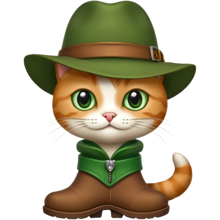 Un chat avec des botte et un chapeau  emoji