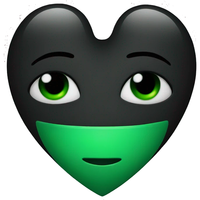 Half black and Green heart emoji