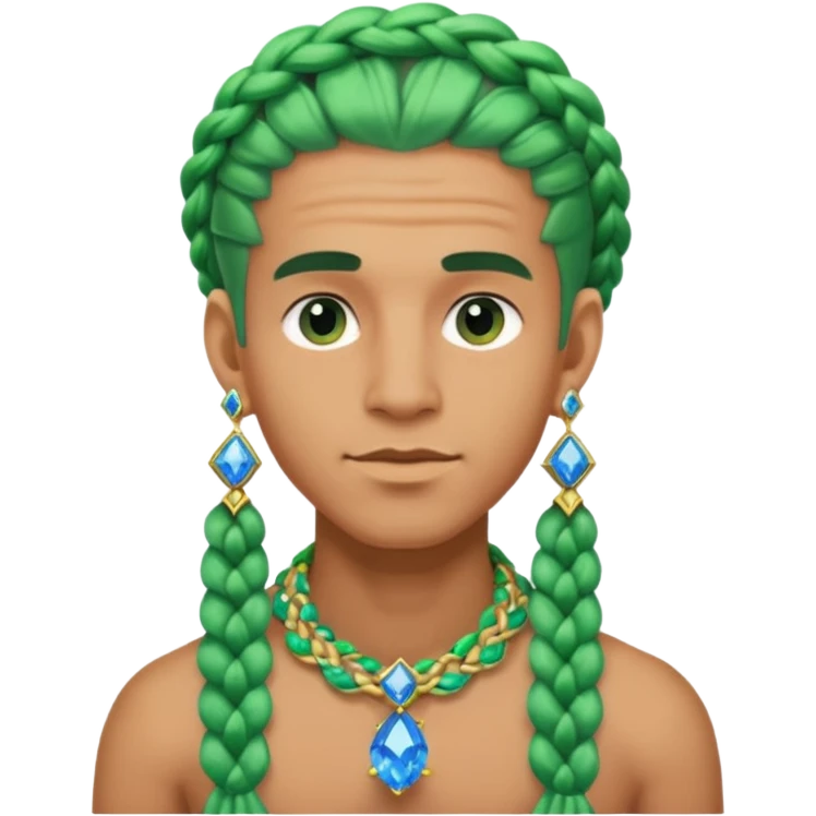 gem lover man with gem accessories excessive amount very big gem earrings green chunky braided hair and blue diamonds  emoji