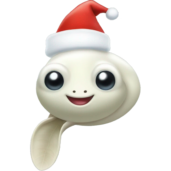 White tadpole wearing a Santa hat  emoji