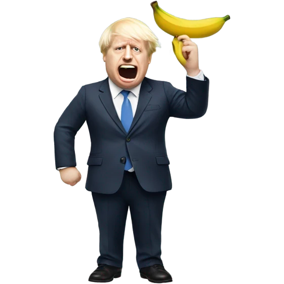 Boris Johnson holding a banana emoji