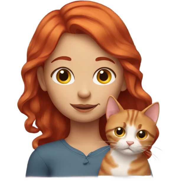 Red headed girl with 3 kitties emoji