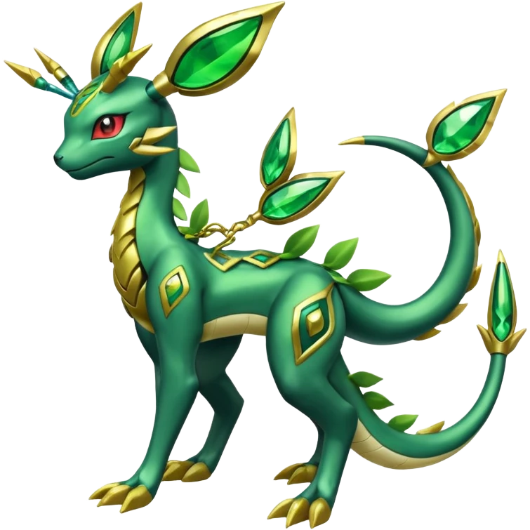 Shiny 4-legged Electrike-Rayquaza-Virizion-Zygarde-Leafeon-fusion, full body emoji