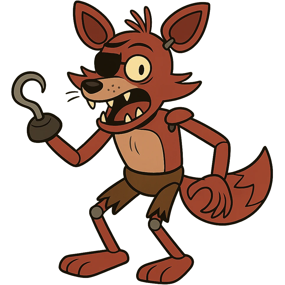 flat toon style Foxy from Five Nights at Freddy's emoji