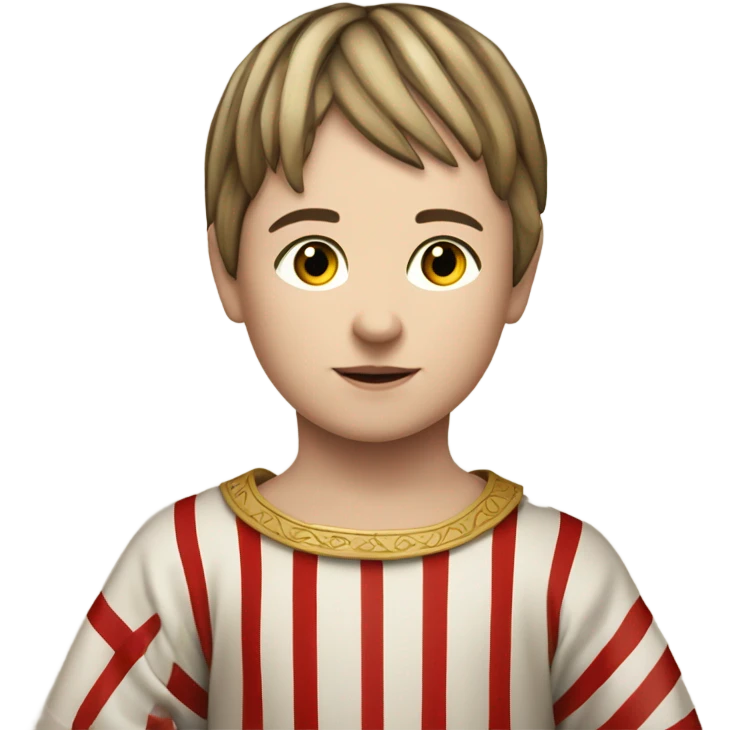 11th century european child with tunic with horizontal white and red stripes emoji