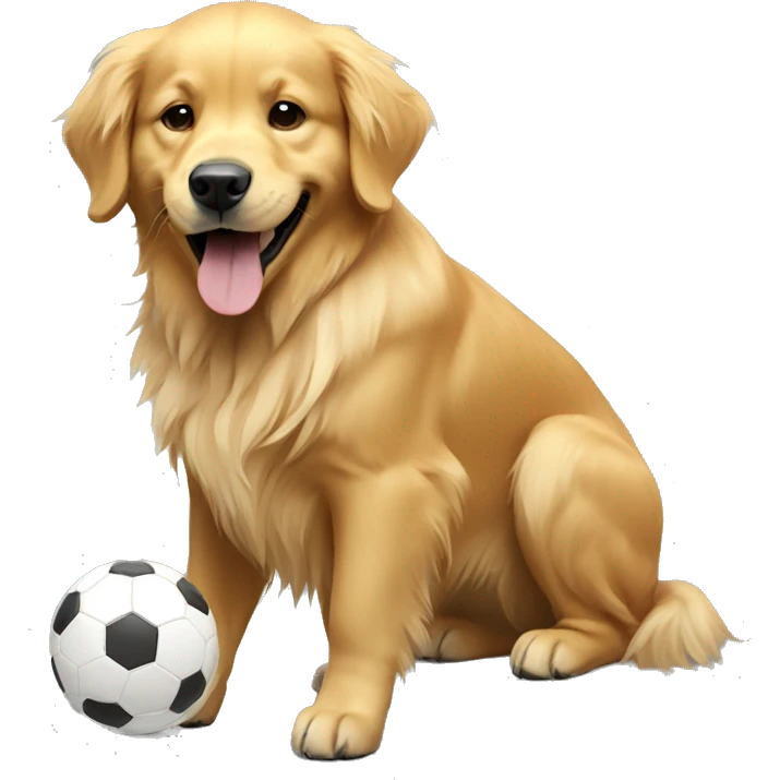 golden retriever playing FIFA emoji