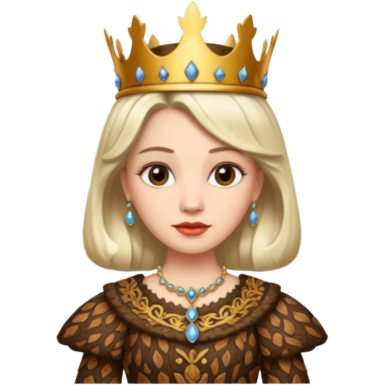 Queen wearing a bark-patterned dress emoji