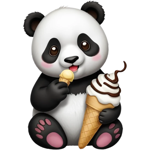 Panda eating ice cream emoji