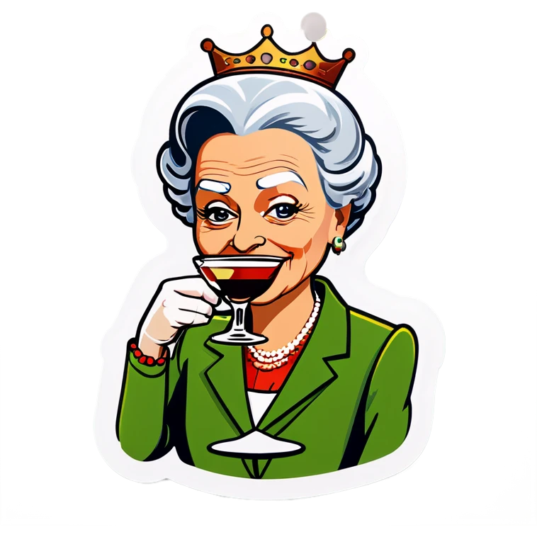 The queen drinking a espresso martini emoji