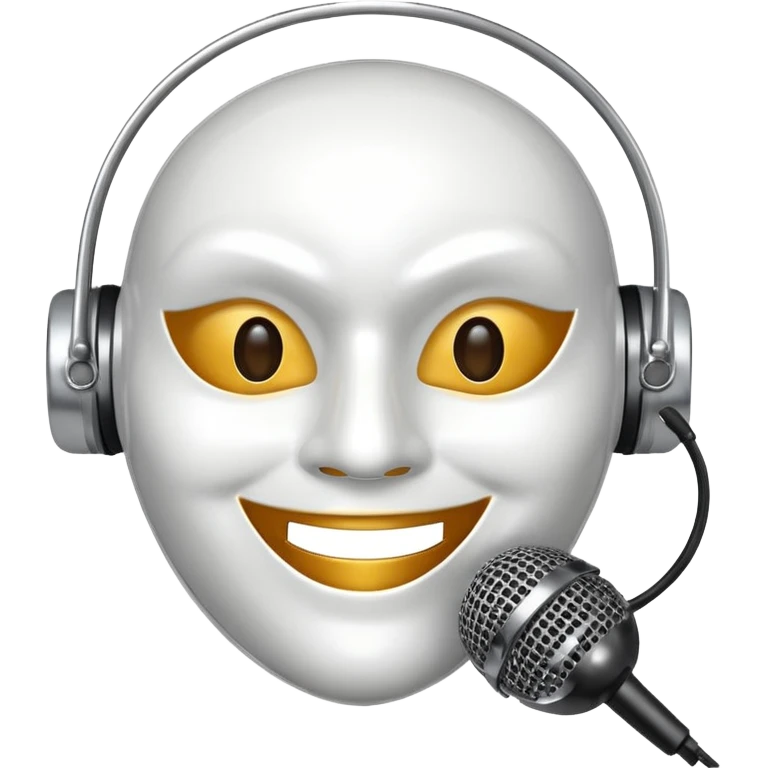 smiling mask with a microphone emoji