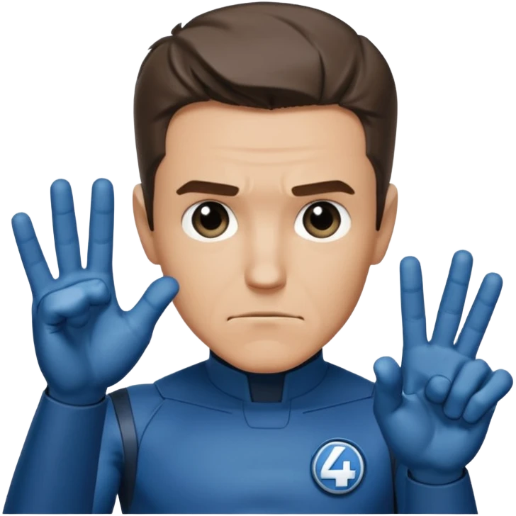 Reed Richard’s from the Fantastic 4 holding up 4 fingers thumb down out in front of himself  emoji
