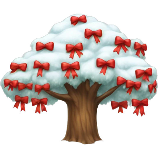 Tree with snow and red bows  emoji