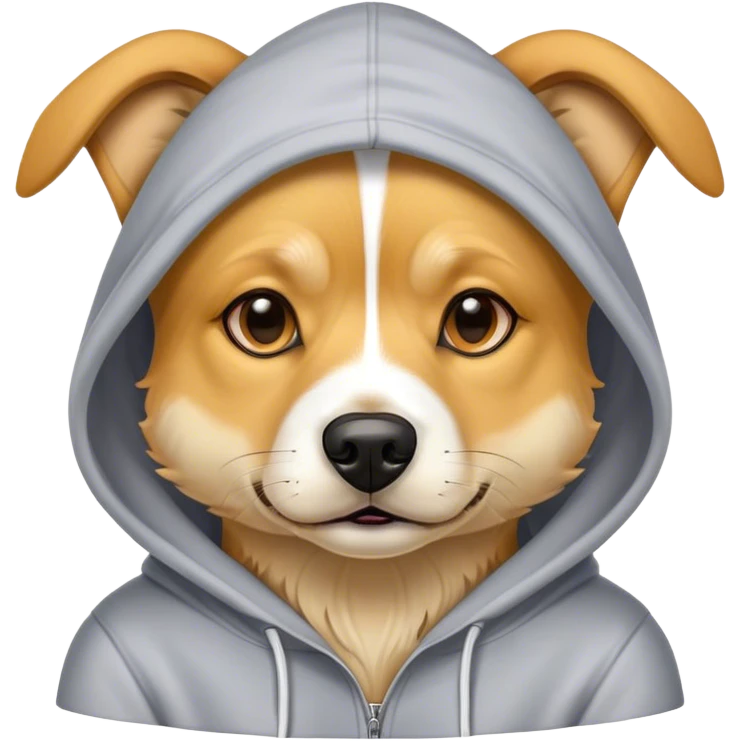 A chill dog wearing a hoodie ￼ emoji