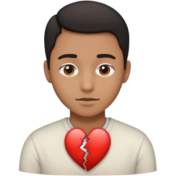 Half of his heart is black and the other half is white. emoji