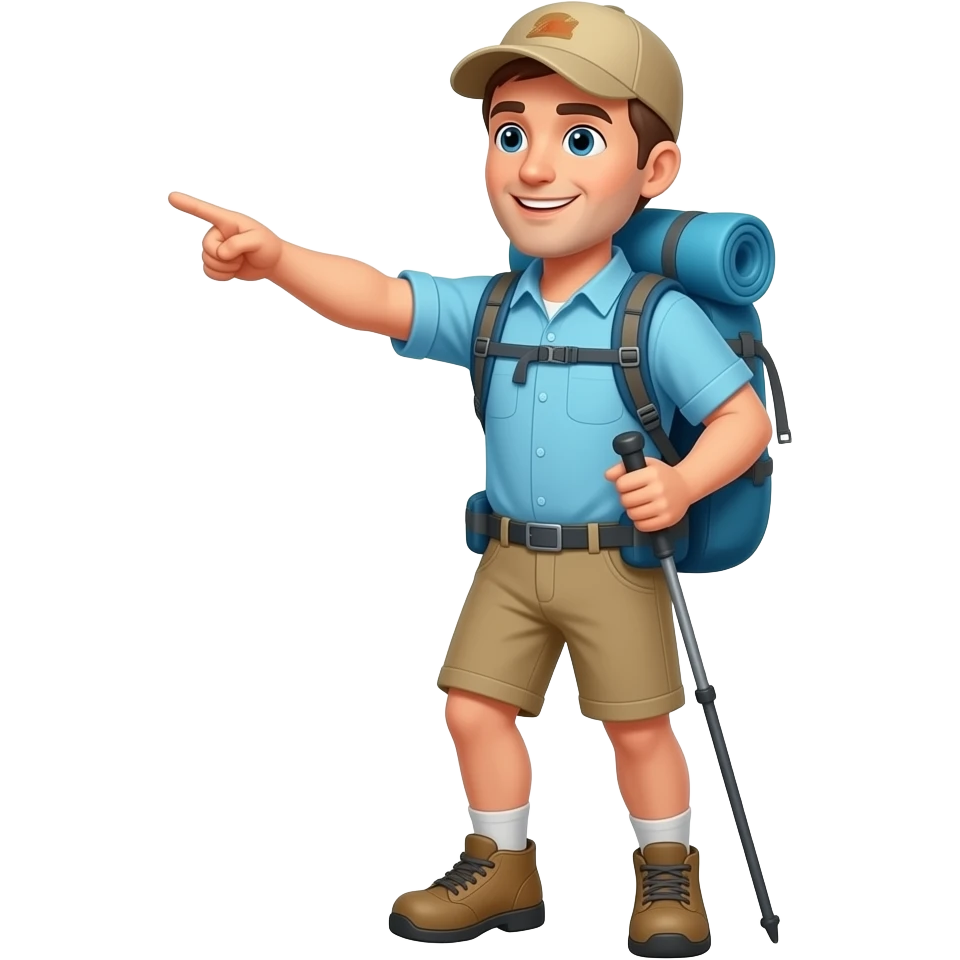 man hiking guide pointing the way emoji