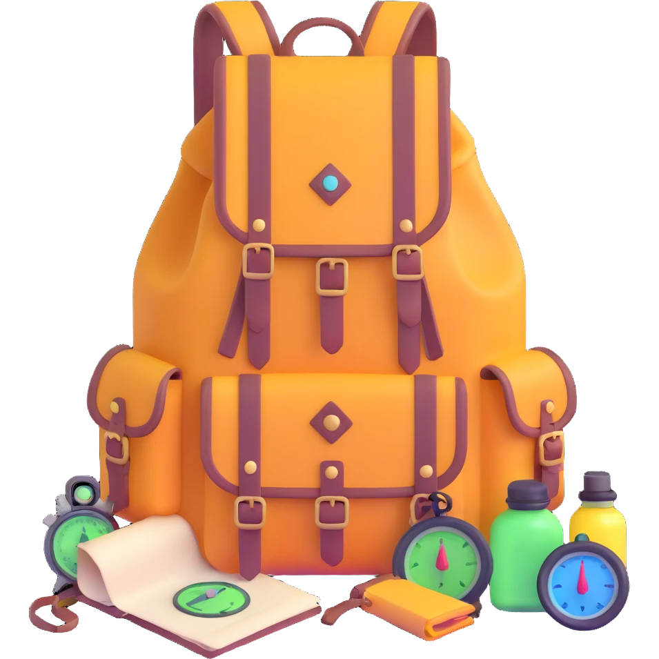 adventurer backpack with compass and supplies emoji
