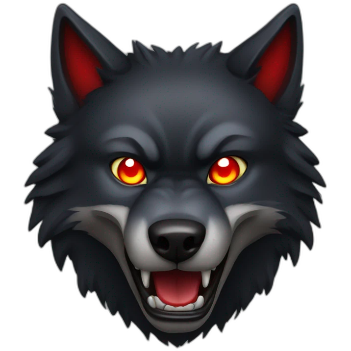 angry black wolf, red glowing eyes emoji